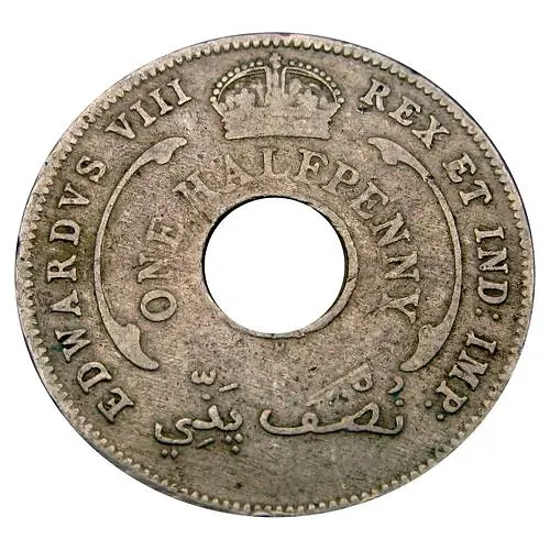 1/2 пенни 1936, H, знак монетного двора: "H" - Хитон, Бирмингем [Британская Западная Африка]