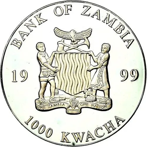 1000 квач 1999, 20 евро, оборотная сторона [Замбия] Proof