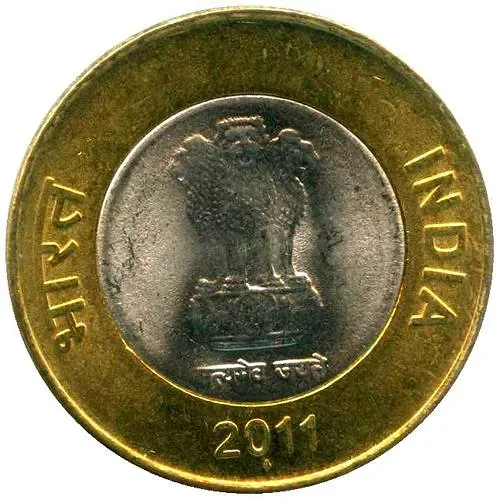 10 рупии 2011, ♦, знак монетного двора: "♦" - Мумбаи [Индия]