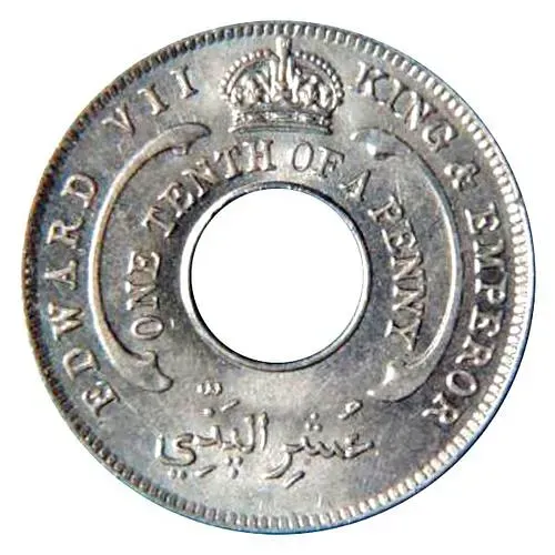 1/10 Penny 1910, Copper-Nickel, weight 1.9g. [British West Africa]