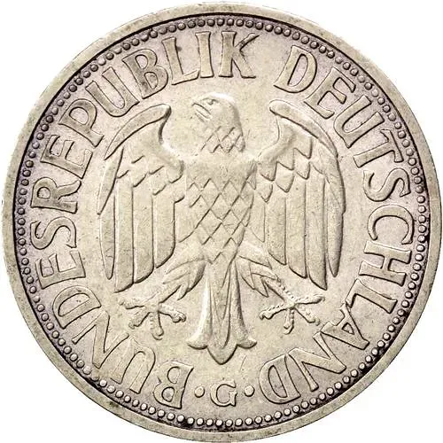 2 марки 1951, G, знак монетного двора: "G" - Карлсруэ [Германия]