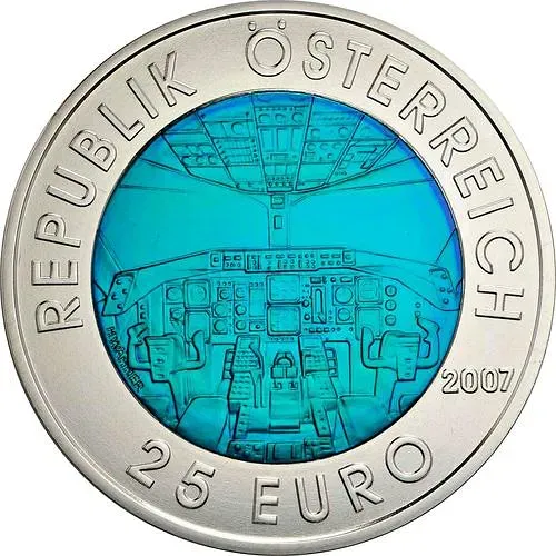 25 евро 2007, Серебро/Ниобий - Австрийская авиация [Австрия]