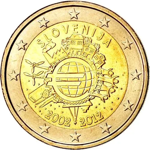 2 евро 2012, 10 лет евро наличными [Словения]