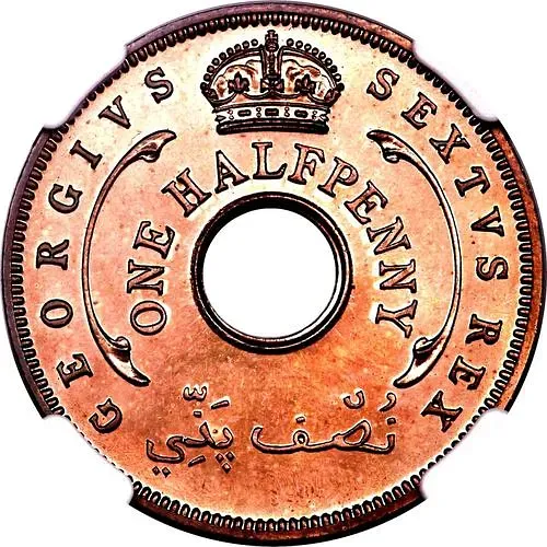 1/2 пенни 1952, без букв [Британская Западная Африка]