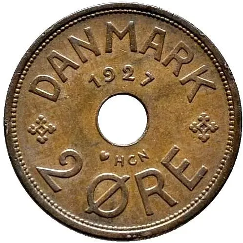 2 Ore 1927, Mintmaster's Mark: "HCN" - Hans Christian Nielsen [Denmark]