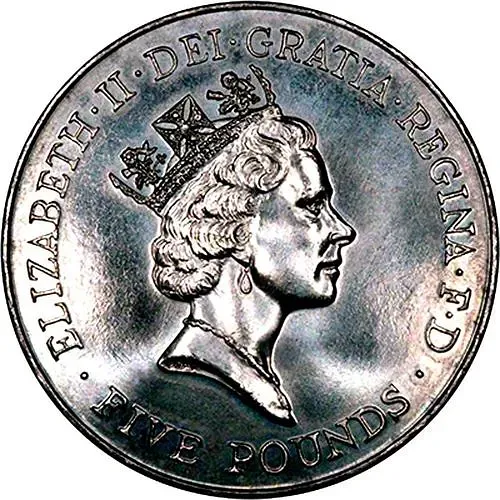 5 фунтов 1996, 70 лет со дня рождения Королевы Елизаветы II [Великобритания]