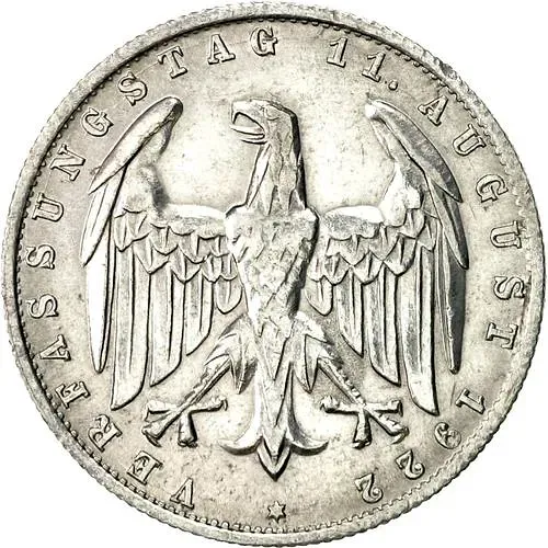 3 марки 1922, F, знак монетного двора "F" — Штутгарт [Германия]