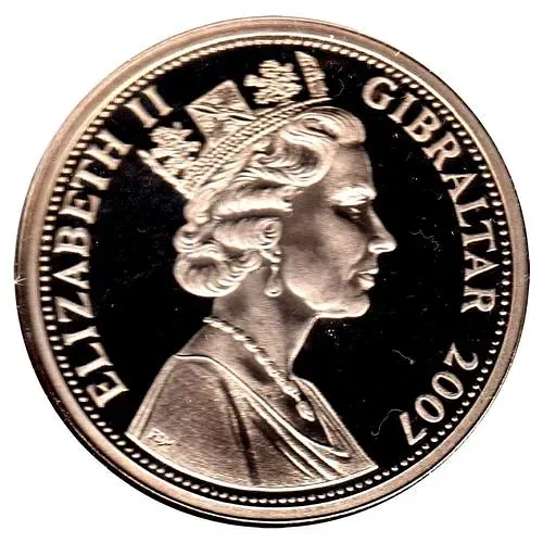 1 крона 2007, 60 лет свадьбе Королевы Елизаветы II и Принца Филиппа /Свадебный портрет/ [Гибралтар]