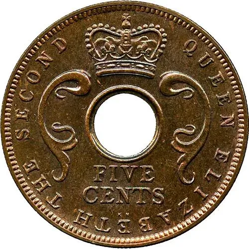 5 центов 1955, KN, знак монетного двора: "KN" - Кингз Нортон Металл, Бирмингем [Восточная Африка]