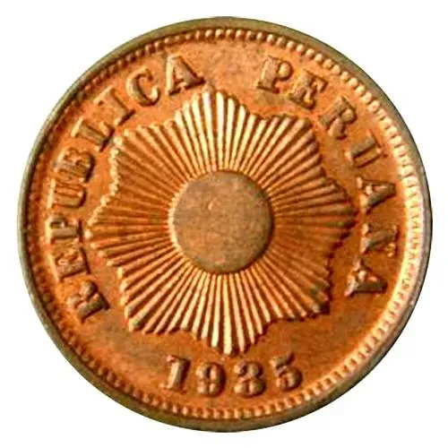 1 сентаво 1935, "CENTAVO" написано прямо [Перу]