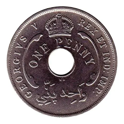 1 пенни 1920, KN, знак монетного двора: "KN" - Кингз Нортон Металл, Бирмингем [Британская Западная Африка]