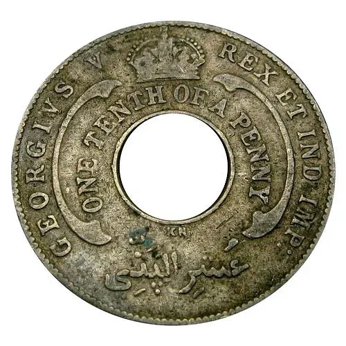 1/10 пенни 1925, KN, знак монетного двора: "KN" - Кингз Нортон Металл, Бирмингем [Британская Западная Африка]