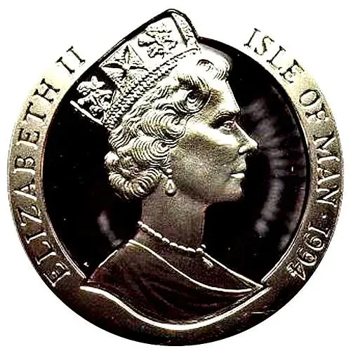 1 крона 1994, Чемпионат мира по футболу 1994, США /3 игрока, мяч вверху/ [Остров Мэн]