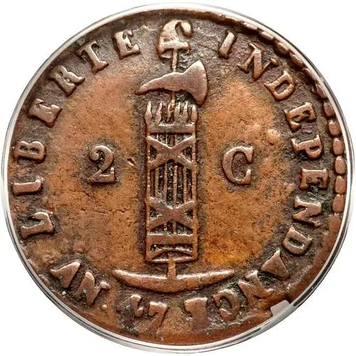2 сантима 1850, AN47 на аверсе [Гаити]