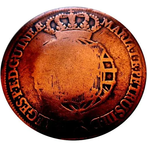 1 Macuta 1785-1786, Countermarked on ½ Macuta [Angola]