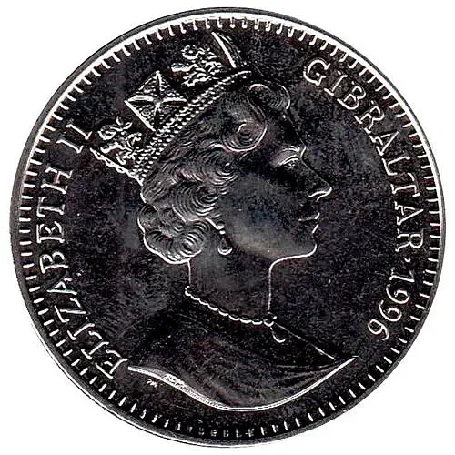 1 крона 1996, Чемпионат Европы по футболу 1996, Мельхиор (медь-никель) [Гибралтар]