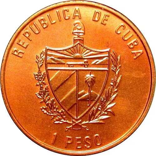 1 песо 1994, 500 лет открытию острова Эвангелиста /медь/ [Куба]