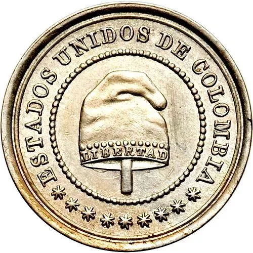 2½ сентаво 1881, Диаметр 18мм [Колумбия]
