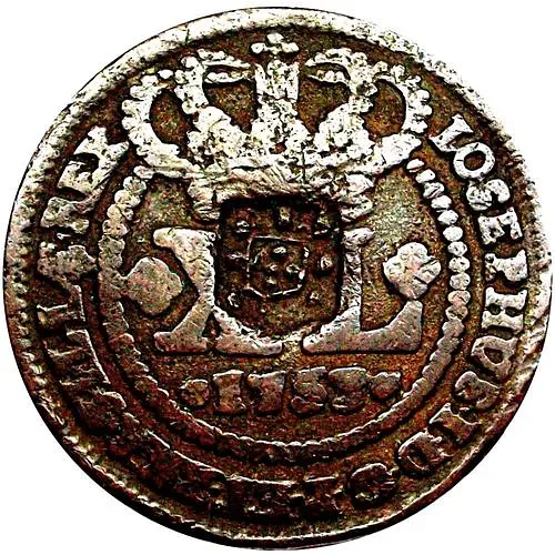 80 Reis 1753-1757, Countermarked on XL Reis [Angola]