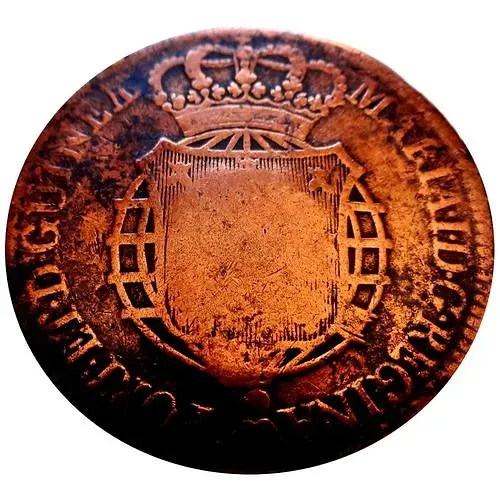 1 Macuta 1789, Countermarked on ½ Macuta [Angola]
