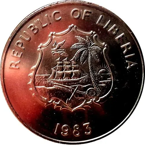 2 доллара 1983, ФАО - Всемирная конференция по рыбному хозяйству [Либерия]