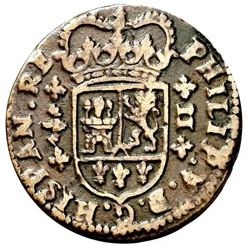 2 мараведи 1718-1720, Отметка монетного двора "Летучая мышь" [Испания]