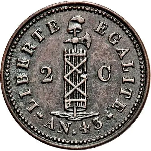 2 сантима 1846, AN.43 с точкой [Гаити]