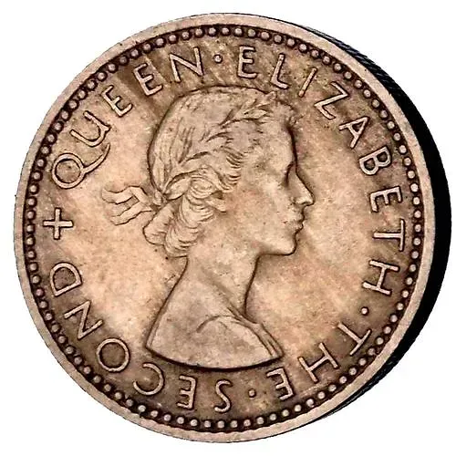 Sixpence 1957, With Shoulder Strap [New Zealand]