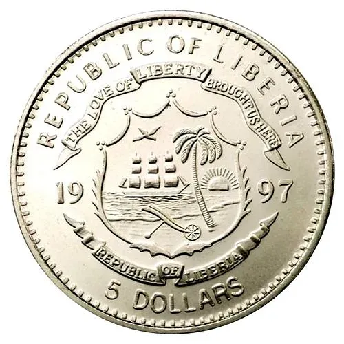 5 долларов 1997, Зебра [Либерия]