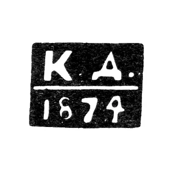 Hallmark of an Unknown Assay Master of Kaluga - Initials "K.D." - 1871-1883
