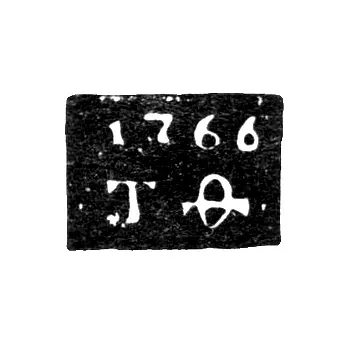 Клеймо неизвестного пробирного мастера Новгорода - инициалы "ТФ" - 1764-1774 гг.