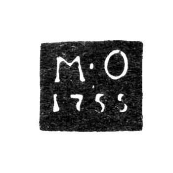 Клеймо пробирного мастера Великого Устюга - Оконишников Михаил Гаврилов - инициалы "М-О" - 1755-1775 гг.