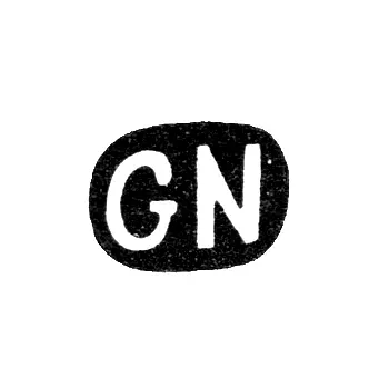 Maker's Mark of Master Nyklyanen Gabriel Zakharovich - Leningrad - initials "GN" - 1898-1908