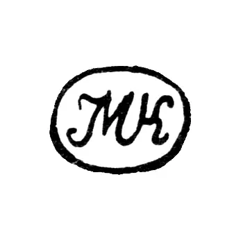 Master's Mark of Krivonogov Mikhail Vasiliev - Yaroslavl - initials "MK" - 1820-1850