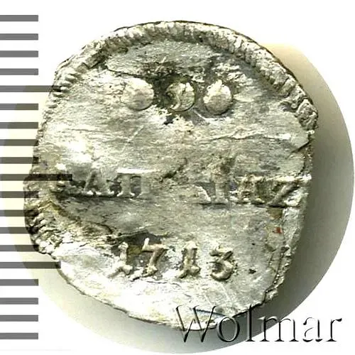 алтын 1713, надпись в одну строку, "АЛТЫНЪ"