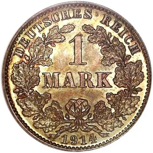 1 марка 1914, J, знак монетного двора: "J" - Гамбург [Германия]