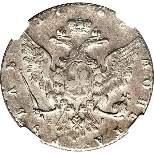 1 Ruble 1768, MMD-EI, Narrow Portrait of Crude Design