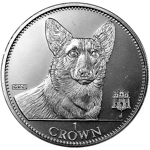1 крона 1991, корги [Гибралтар] Proof