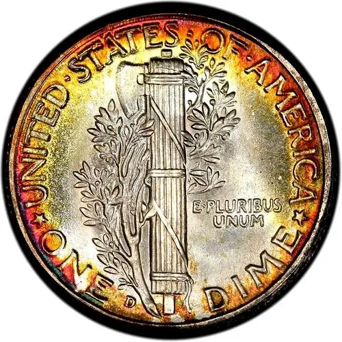 10 центов 1944, D, знак монетного двора "D" - Денвер [США]