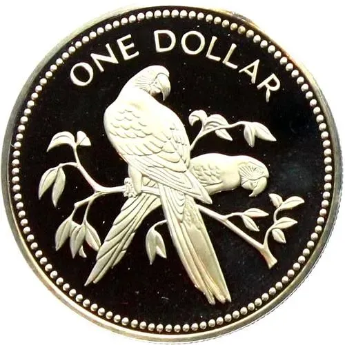 1 доллар 1975, красный ара [Белиз] Proof