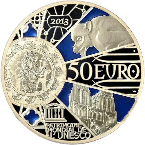 50 евро 2013, Нотр-Дам де Пари – ЮНЕСКО [Франция] Proof
