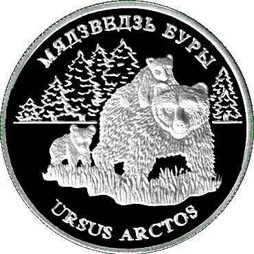 20 рублей 2002, бурый медведь [Беларусь] Proof