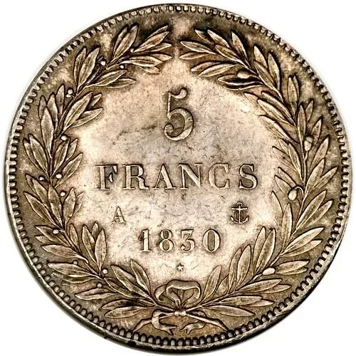5 франков 1830, Луи-Филипп I, аверс: без цифры "I" в надписи титула [Франция]