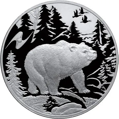 3 рубля 2009, СПМД, медведь Proof