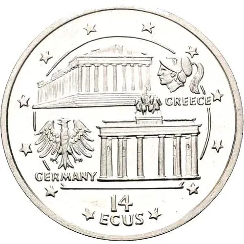 14 экю 1994, Парфенон и Бранденбургские ворота [Гибралтар] Proof