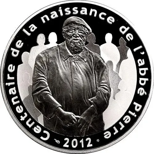 10 евро 2012, аббат Пьер [Франция] Proof