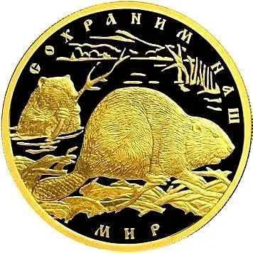 100 рублей 2008, СПМД, бобр, Золото