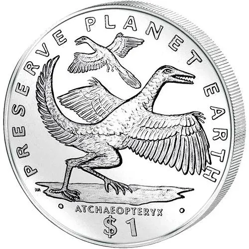 1 доллар 1993, археоптерикс [Либерия] Proof