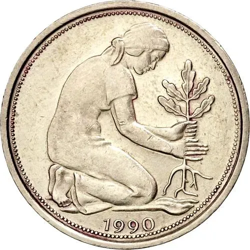 50 пфеннигов 1990, A, знак монетного двора: "A" - Берлин [Германия / ФРГ]