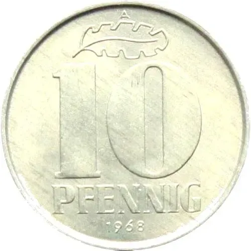 10 пфеннигов 1968, A [Германия / ГДР]